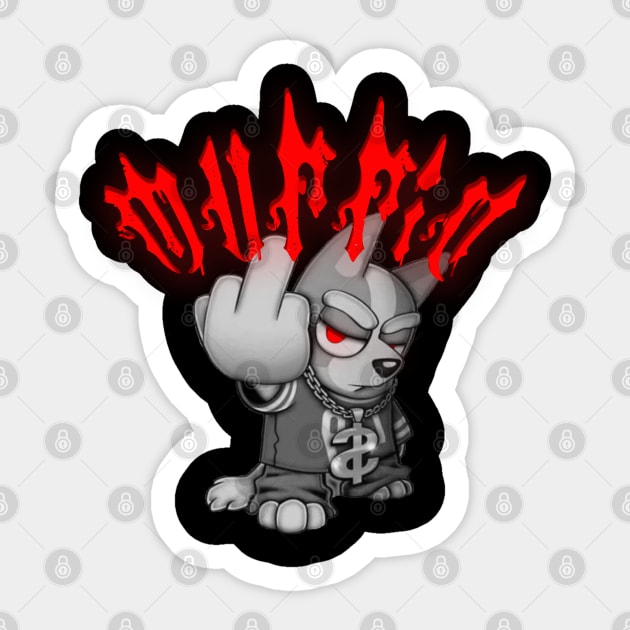 BLUEY MUFFIN MIDLE FINGER !!! Sticker by Olvera_Nattie